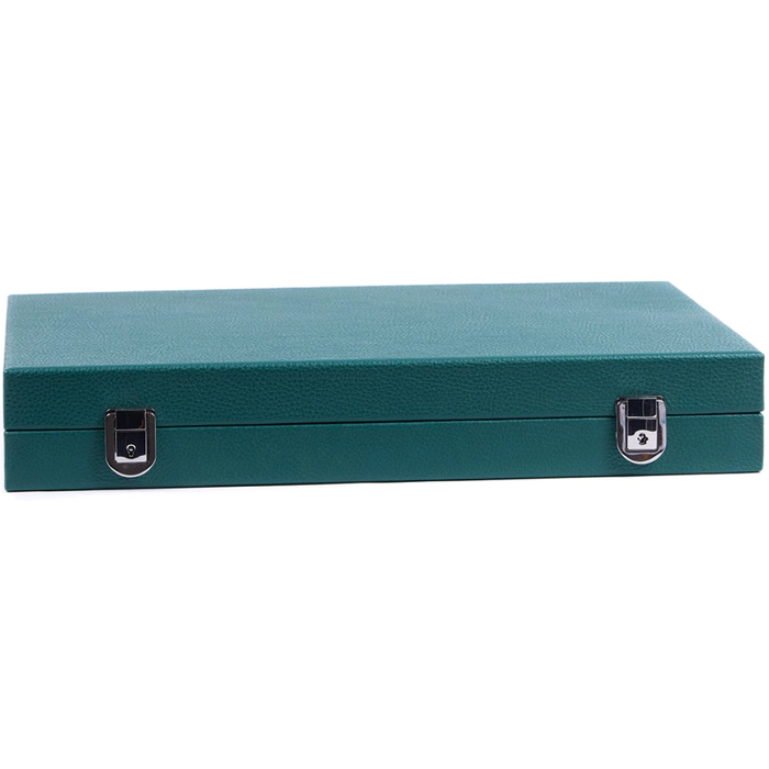 Exclusive backgammon set "Baptiste" made of leather, green, large